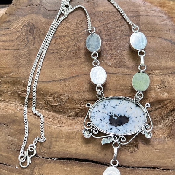 Dendritic opal & moonstone necklace - Picture 10 of 10
